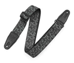 Levy's Leathers MPD2-111 2” Wide Polyester Guitar Strap with Black and Grey Skulls Motif - Hollywood DJ