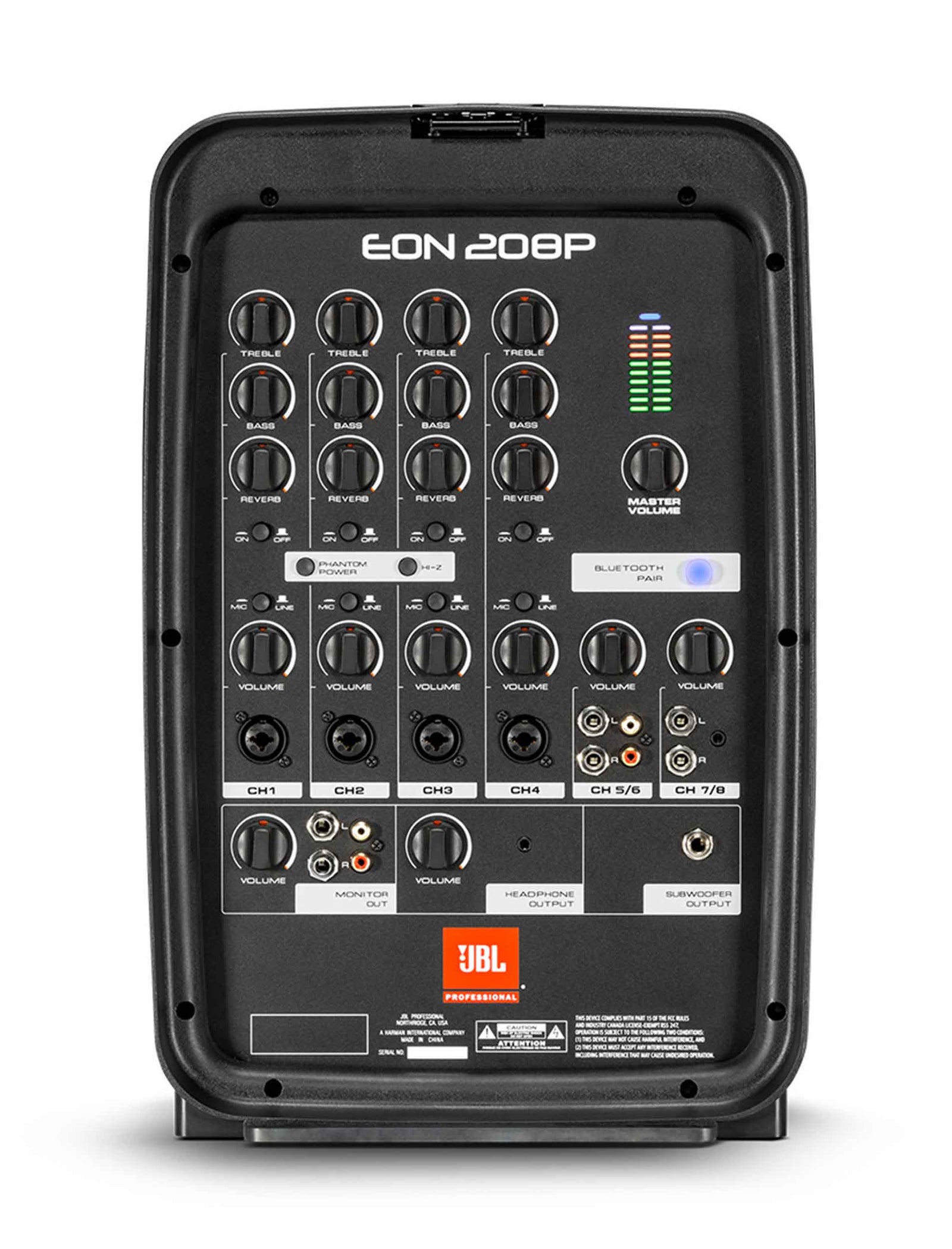 JBL EON208P, 8-Inch 2-Way PA with Powered 8-Channel Mixer and Bluetooth - Black - Hollywood DJ