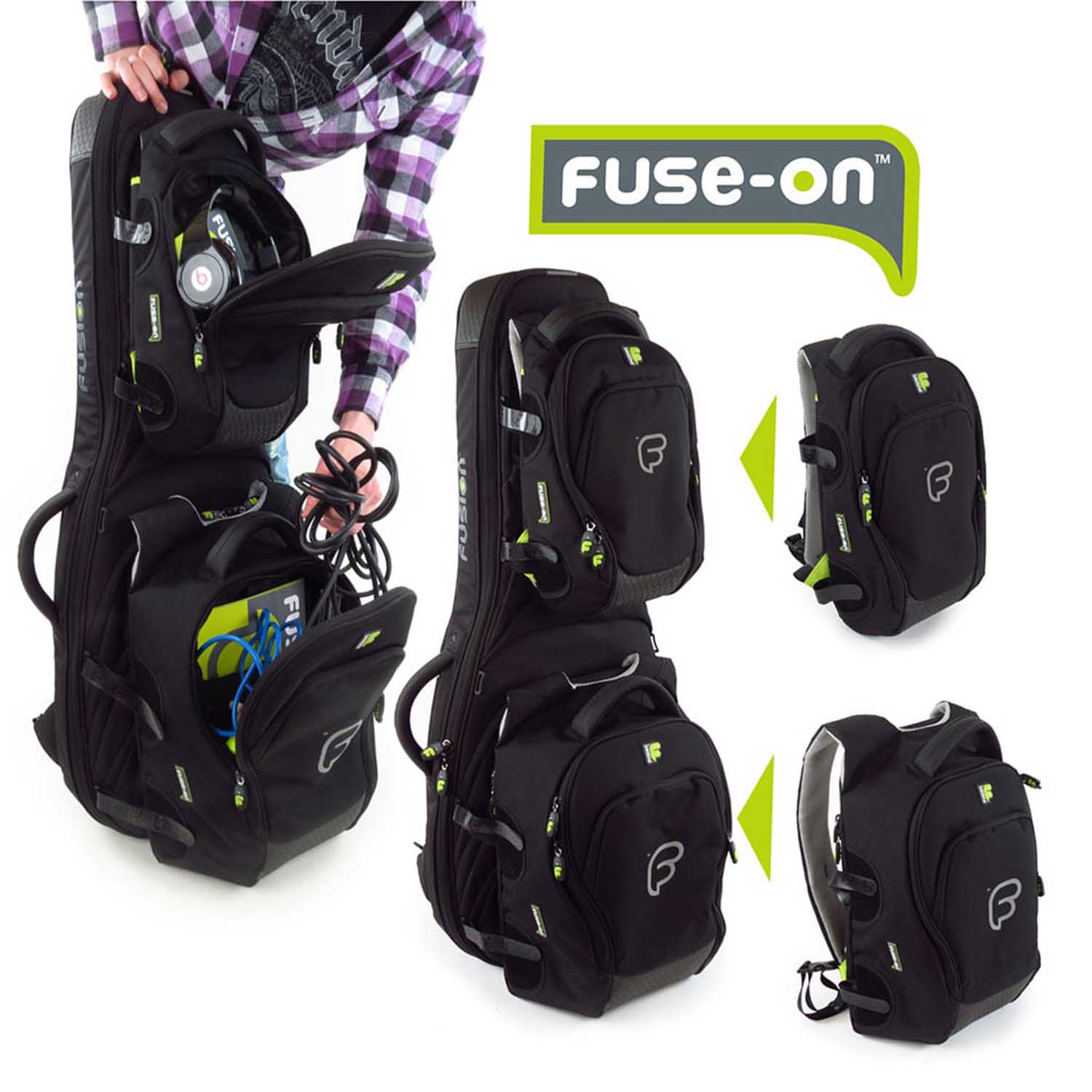 Fusion UA01BK Urban Small Fuse-On Backpack (Black) - Hollywood DJ