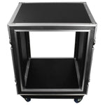 Odyssey FZS12W, 12U Shock Mount Rack Flight Case With Wheels - Hollywood DJ
