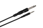 Hosa Mono Interconnect Cable, 1/4 in TS to 3.5 mm TRS - Hollywood DJ