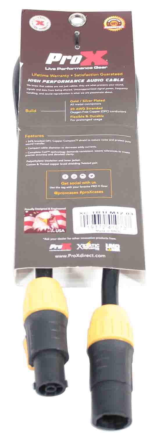 ProX XC-TR1FM12-03 Male to Female 12AWG Power Cable for Powercon Compatible Devices - 3 Feet - Hollywood DJ