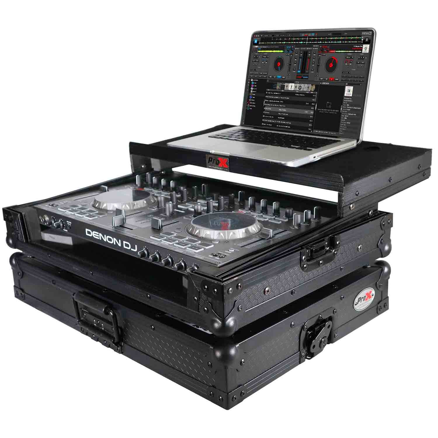 ProX X-DNMC4000LTBL, DJ Flight Case for Denon MC4000 Digital Controller with Laptop Shelf - Hollywood DJ