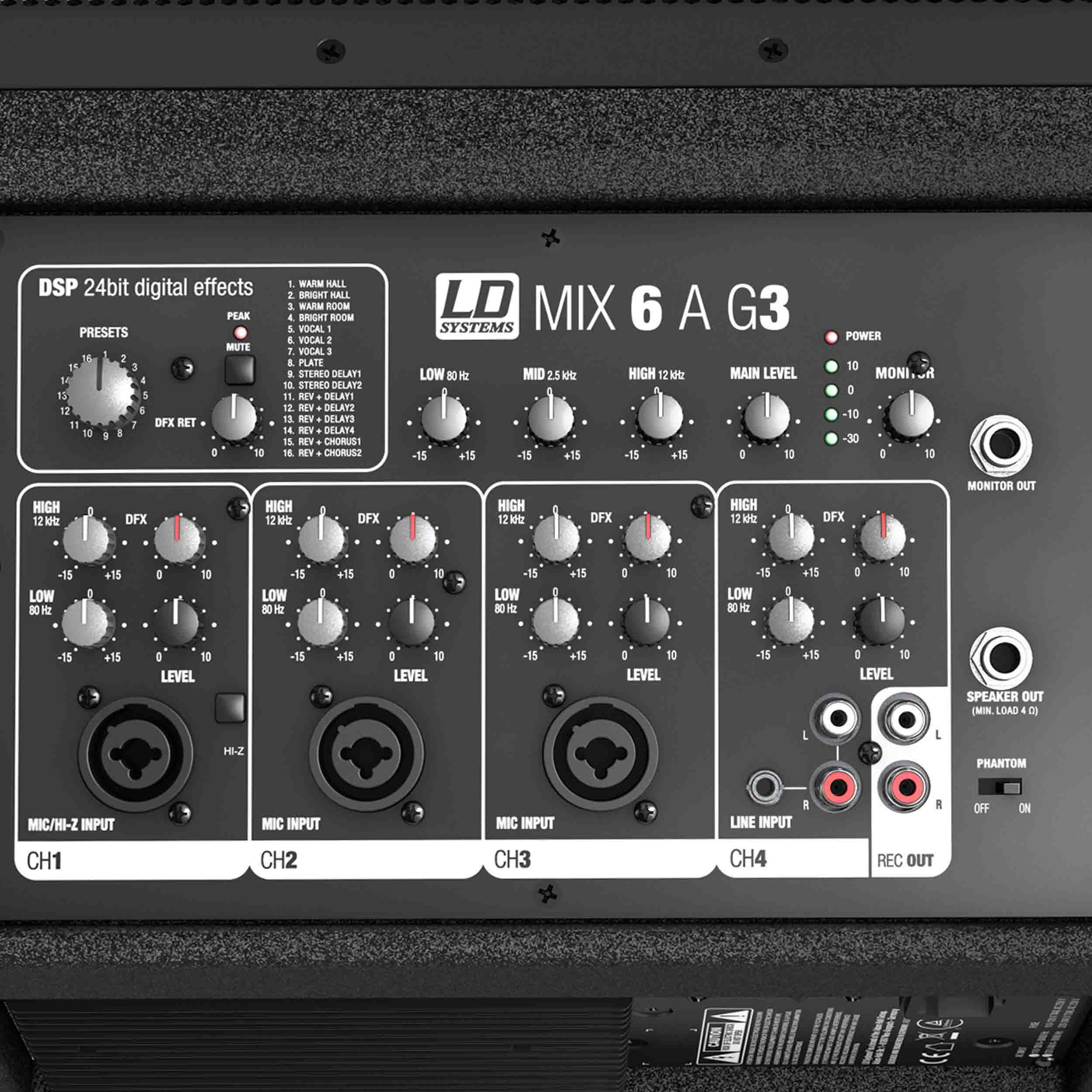 LD Systems MIX 62 A G3 Active 2-Way Loudspeaker with Integrated 4-Channel Mixer - Hollywood DJ