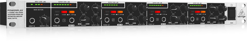 Behringer HA4700 4-Channel High-Power Headphones Mixing and Distribution Amplifier (Open Box) - Hollywood DJ