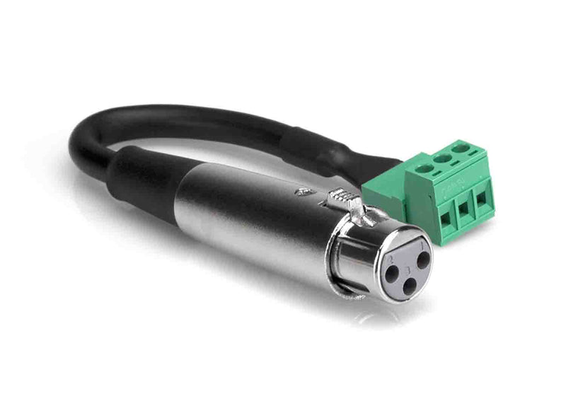 Hosa PHX-106F-BULK, XLR3F to PHX3M Low-voltage Adaptor - 6 Inch - Hollywood DJ