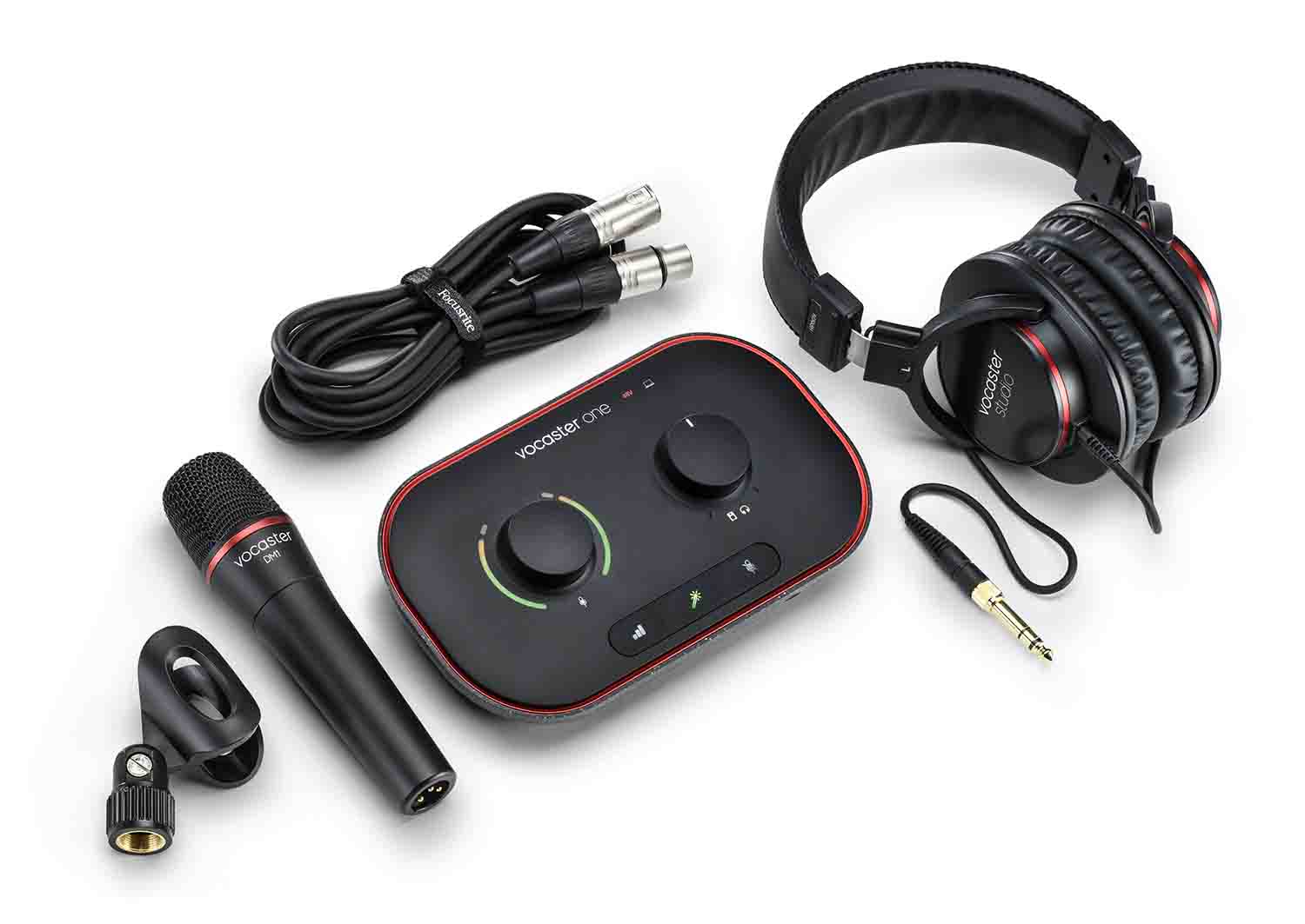 Focusrite Vocaster One Studio USB-C Podcasting Audio Interface Bundle - Hollywood DJ