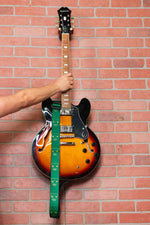 Levy's Leathers MPD2-113 2” Wide Polyester Guitar Strap with Green and Mustard Scanned Skull Motif - Hollywood DJ