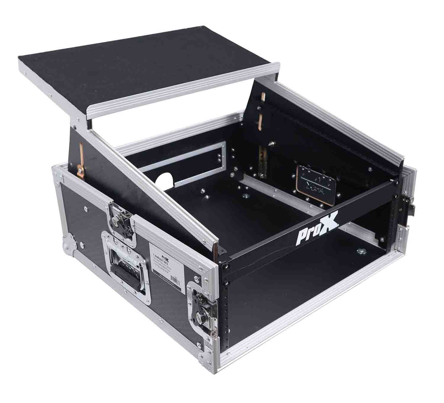 ProX T-4MR-LT--MK2, 4U Rack x 10U Top Mixer DJ Combo Flight Case with Laptop Shelf - Hollywood DJ