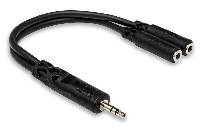 Hosa YMM-232, Y Cable 3.5 mm TRS to Dual 3.5 mm TRSF - Hollywood DJ