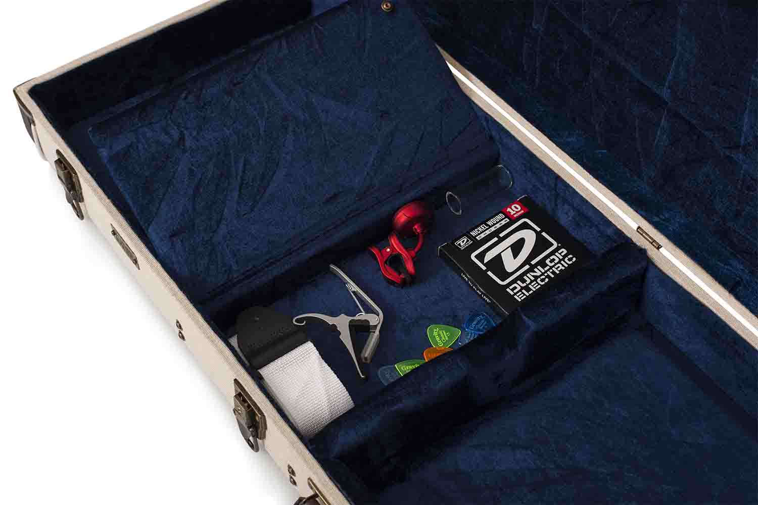 Gator Cases GW-JM ELEC Deluxe Wood Case for Standard Electric Guitars - Journeyman Burlap Exterior - Hollywood DJ