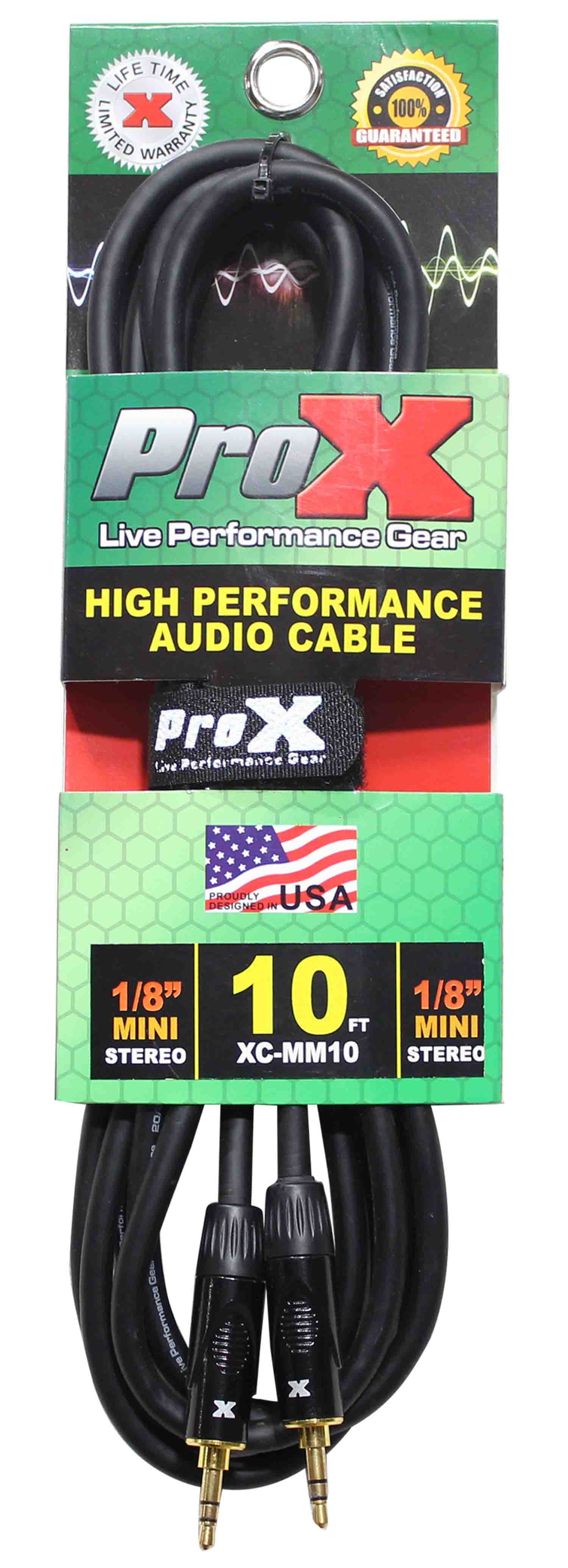 Prox XC-MM10 Balanced TRS-M Mini 1/8" to TRS-M Mini 1/8" High Performance Audio Cable - 10 Feet - Hollywood DJ