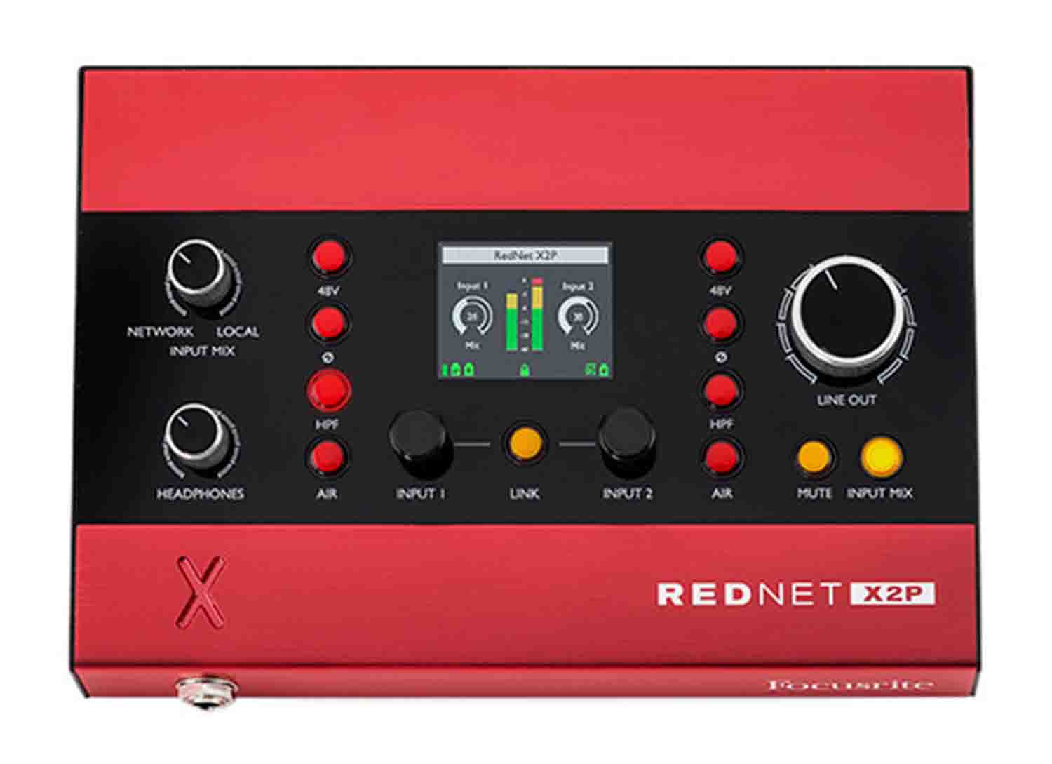 Focusrite Pro RedNet X2P 2x2 Dante Audio Interface with Red Evolution Mic Pres - Hollywood DJ