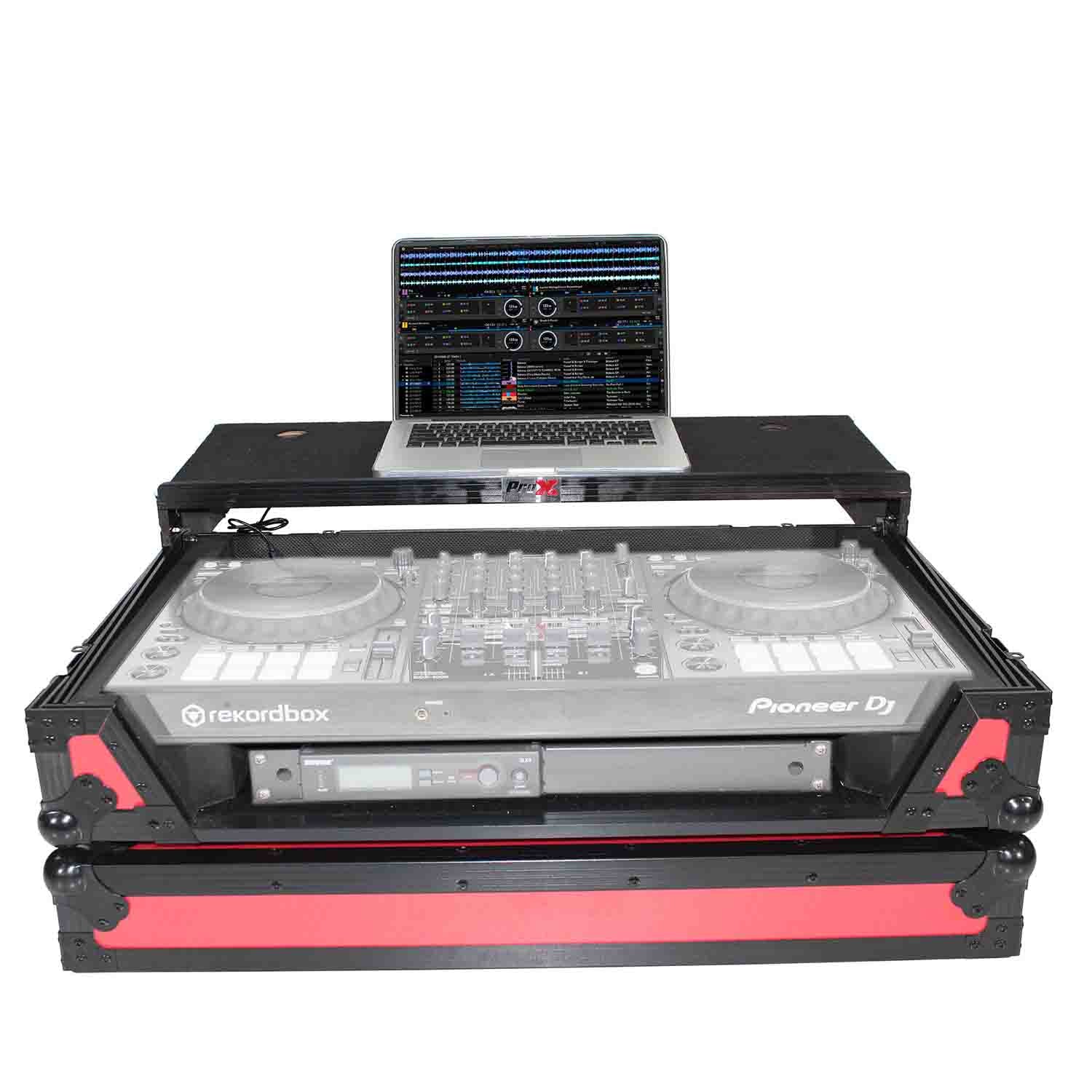 Open Box: ProX XS-DDJ1000WLTRB DJ Flight Case for Pioneer DDJ-1000 & DDJ-1000 SRT Digital Controller - Black on Red - Hollywood DJ