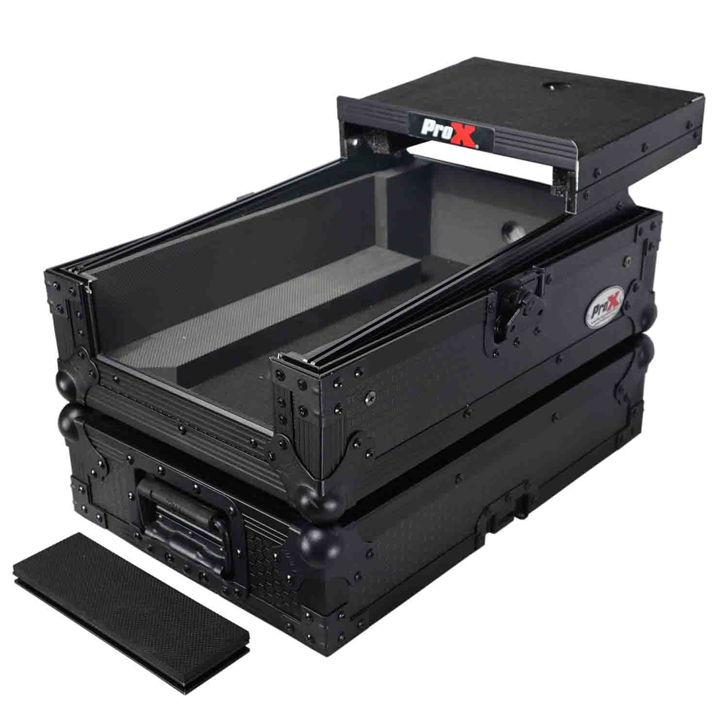 ProX XS-DJMS7LTBL Flight Case for Pioneer DJM-S7 Mixer with Sliding Laptop Shelf - Black on Black - Hollywood DJ
