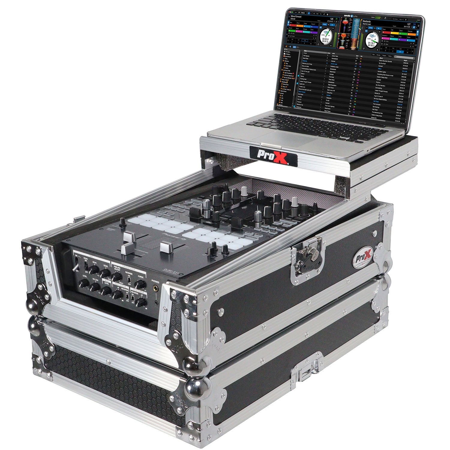 ProX XS-DJMS11LT DJ Flight Case for Pioneer DJM-S11 Mixer with Sliding Laptop Shelf - Hollywood DJ