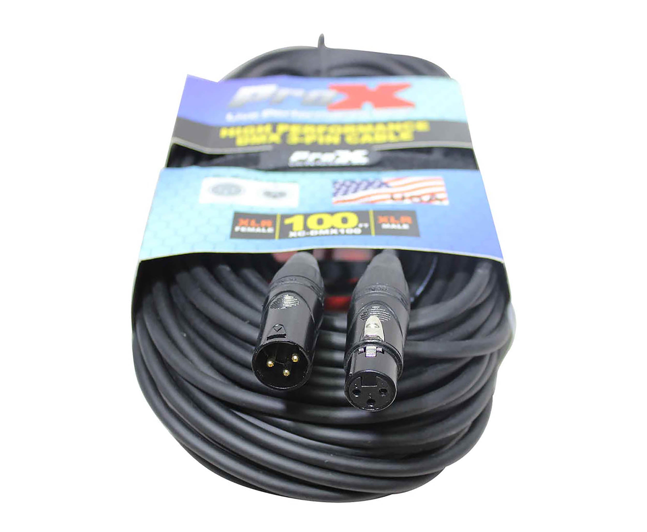 ProX XC-DMX100, DMX XLR3-M to XLR3-F High Performance Cable - 100 Feet by ProX Cases