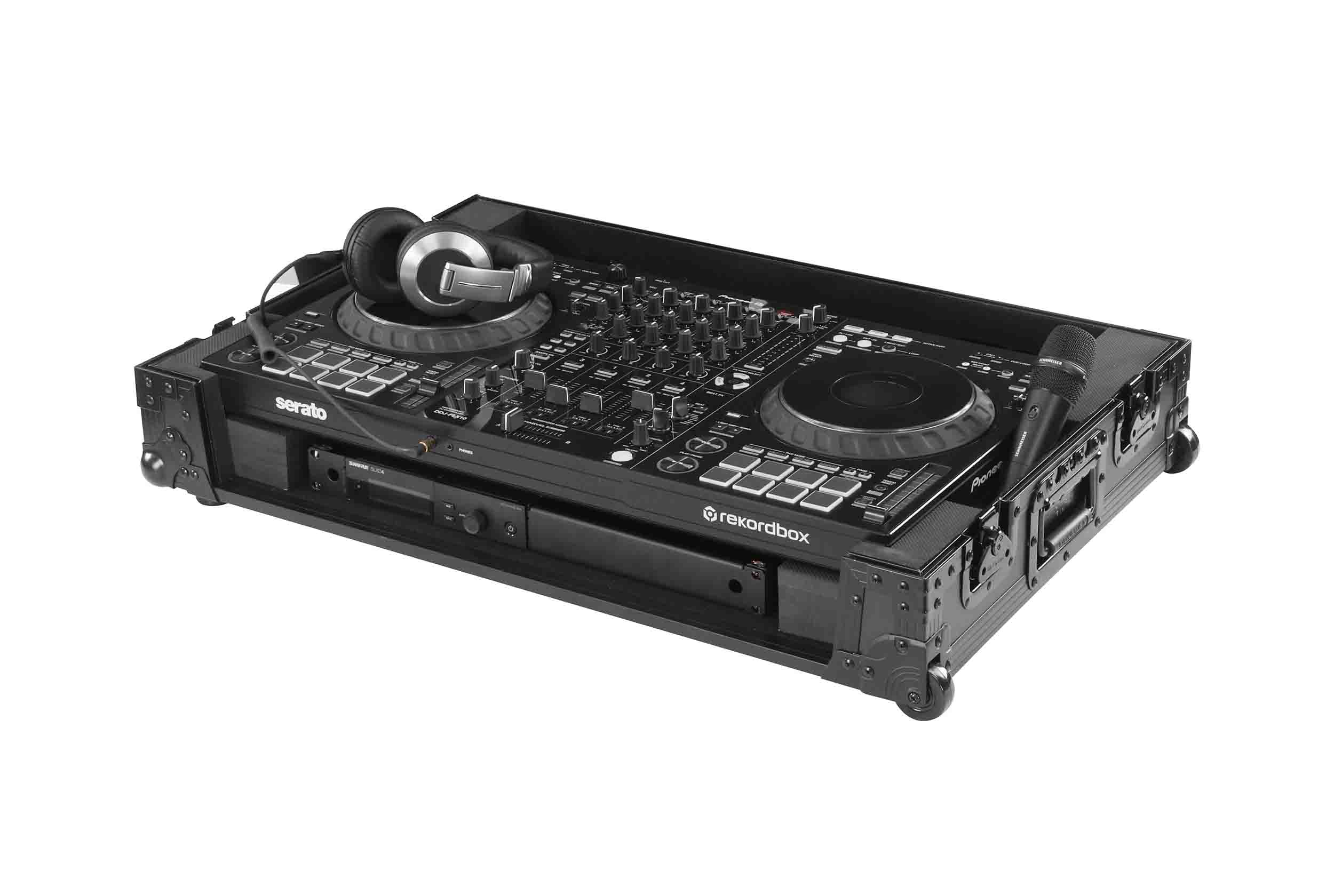 Odyssey FZDDJFLX10CWBL, Black Label 1U Flight Case For DDJ-FLX10 Controller with Corner Wheels - Hollywood DJ