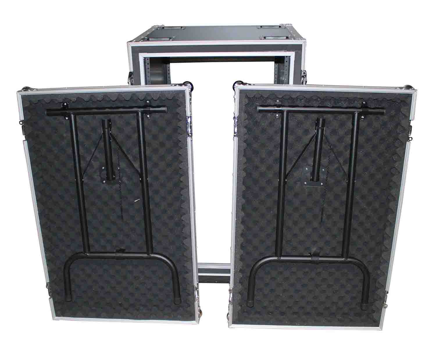 ProX T-16RSPWDT 16U Vertical Shockproof Amp Rack Case with Casters and Side Tables 19" Depth - Hollywood DJ