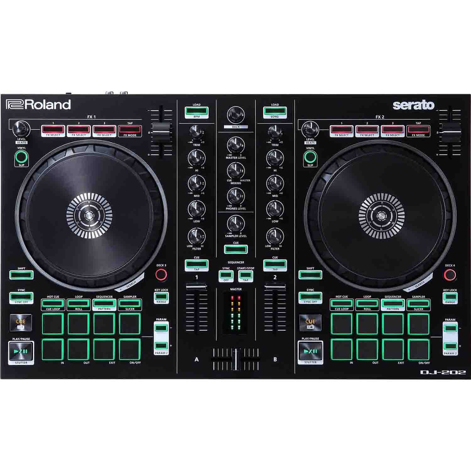 Roland DJ-202, 2-Channel, 4 Deck DJ Controller for Serato DJ Lite - Hollywood DJ