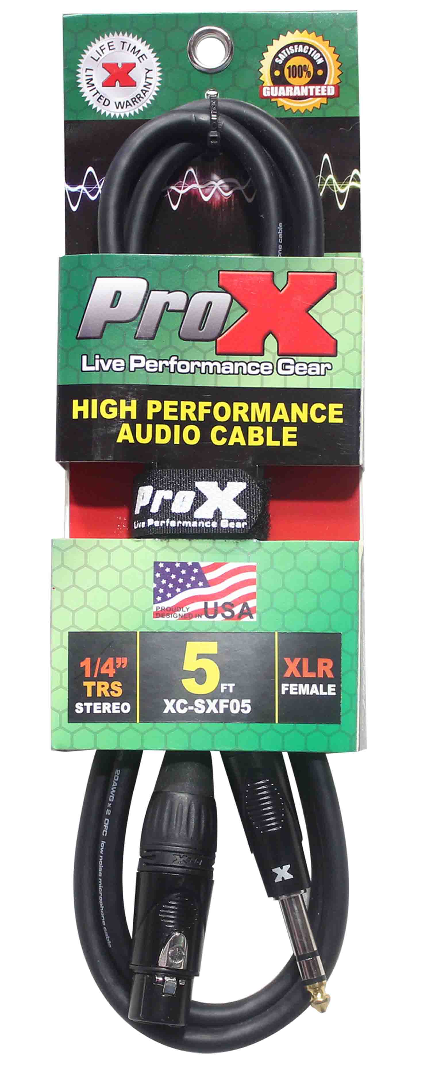 Prox XC-SXF05 Balanced 1/4" TRS-M to XLR-F High Performance Audio Cable - 5 Feet - Hollywood DJ