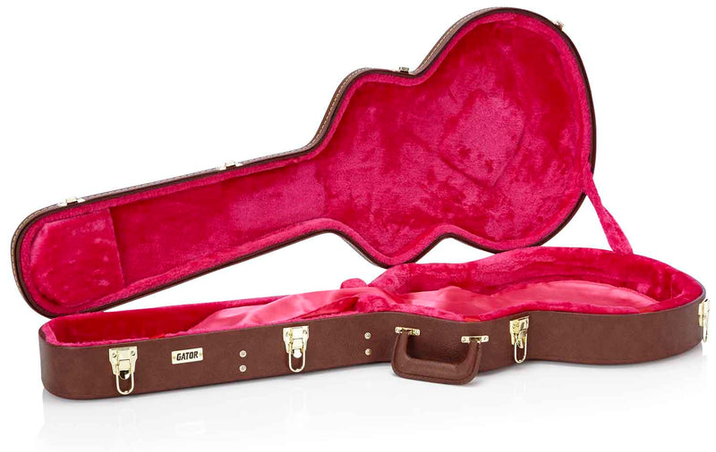 Gator Cases GW-335-BROWN Deluxe Wood Case for Semi-Hollow Guitars - Brown - Hollywood DJ