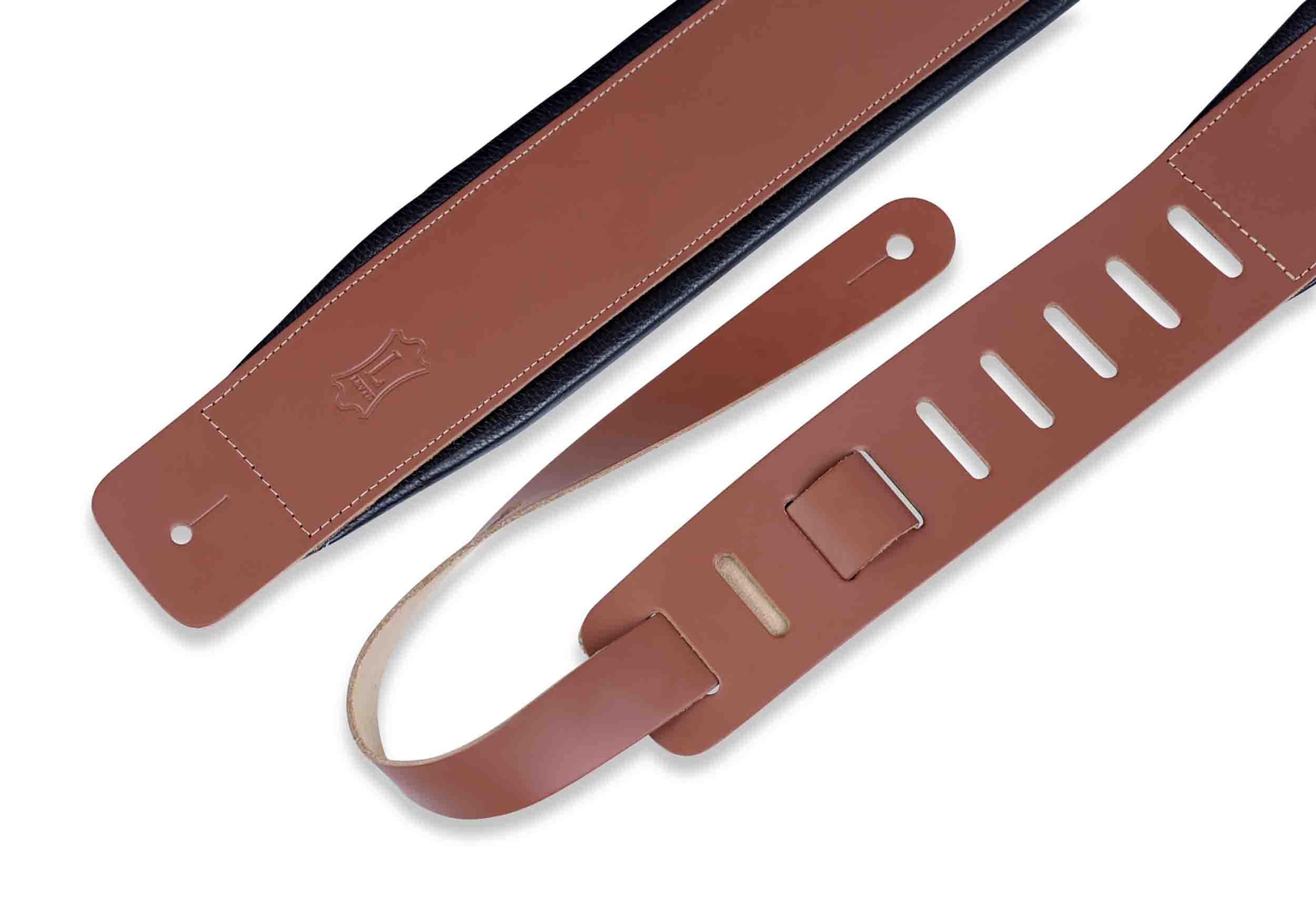 Levy's Leathers DM1PD-WAL 3″ Leather Guitar Strap - Brown - Hollywood DJ