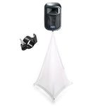 Scrim King SS-SPK03W White Triple Sided Speaker Stand Scrim & SS-CLP01 Clamp Bundle - Hollywood DJ