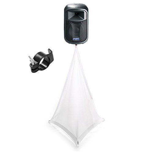 Scrim King SS-SPK03W White Triple Sided Speaker Stand Scrim & SS-CLP01 Clamp Bundle - Hollywood DJ