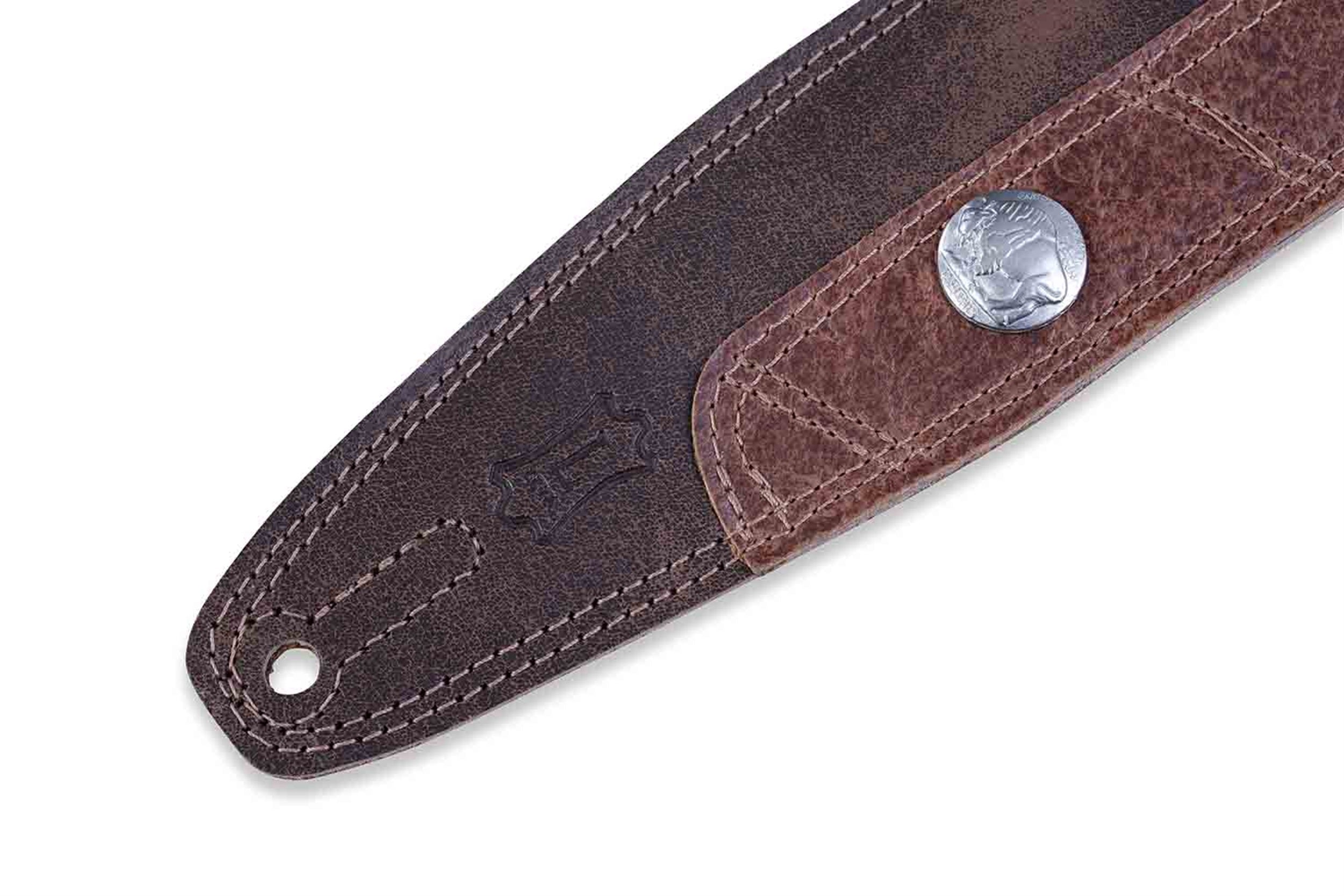 Levy's Leathers PMD4BU-DBR 2.5″ Suede Leather Guitar Strap - Brown - Hollywood DJ