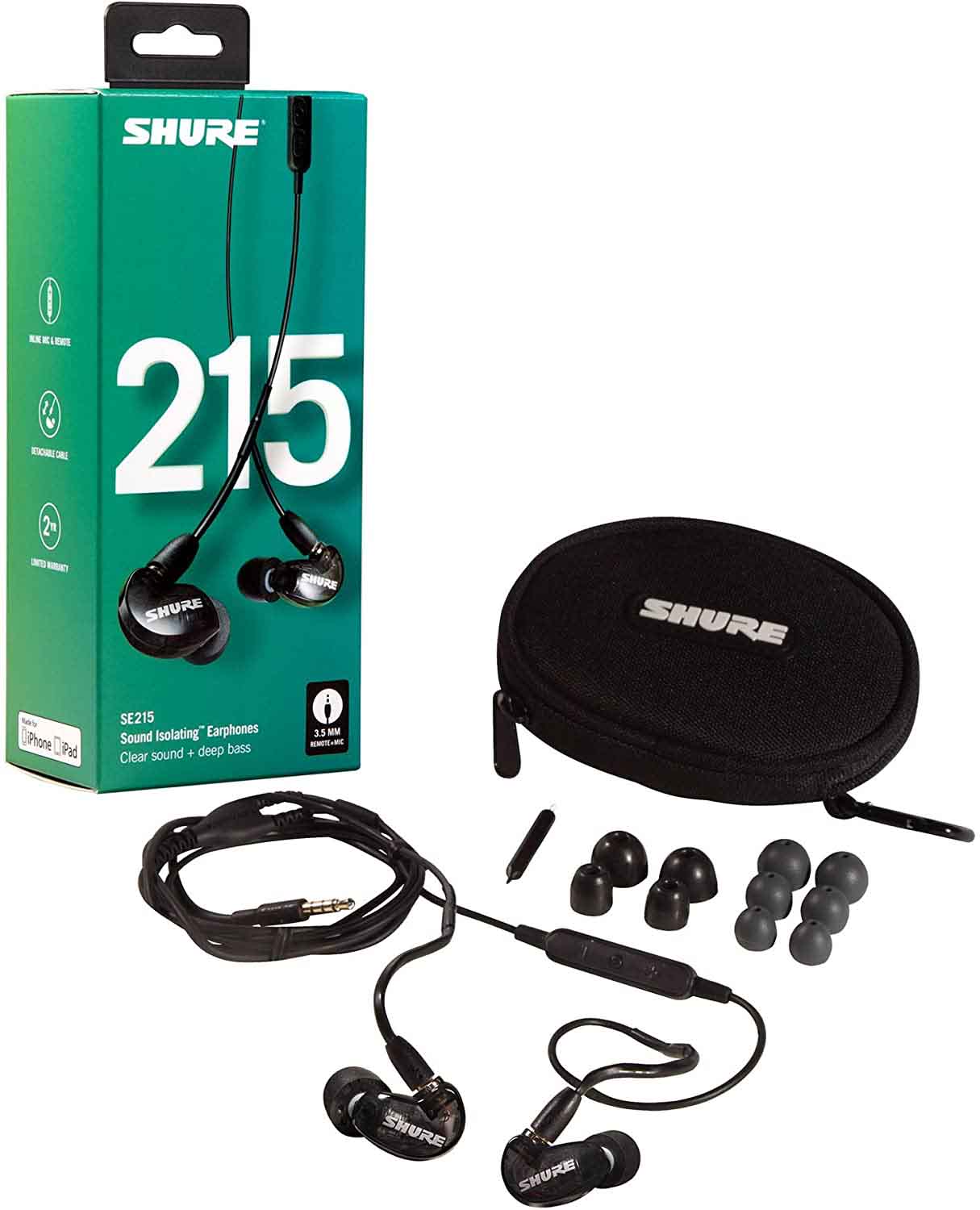 Shure SE215-K+UNI Sound Isolating Earphones with Mic - Black - Hollywood DJ