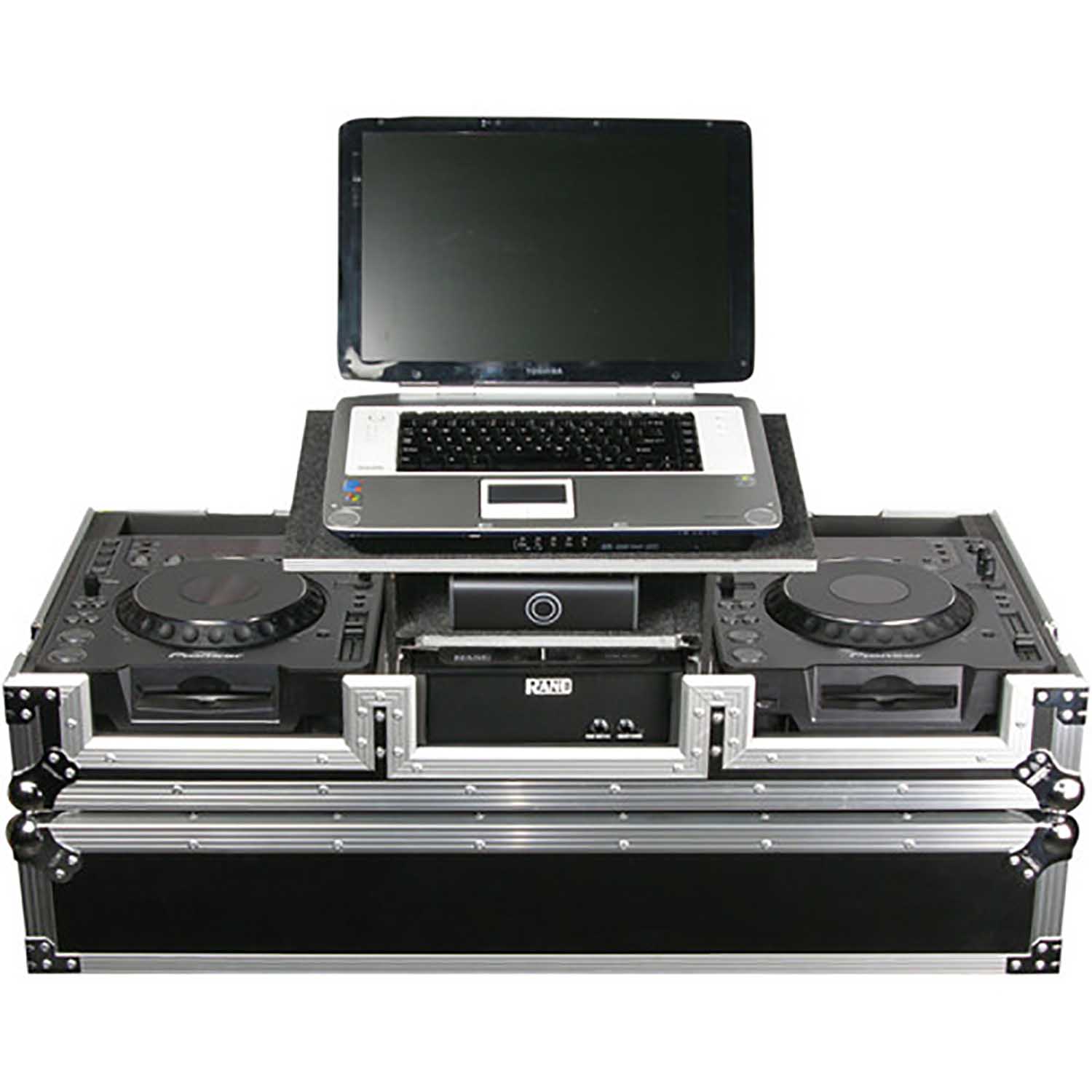 Open Box: Odyssey FZGS10CDJW Glide Style DJ Coffin Case for Laptop and CD Mixer with Wheels - Hollywood DJ