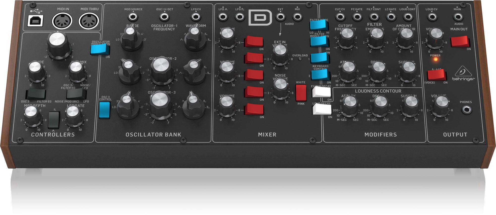 Behringer MODELD, Authentic Analog Synthesizer With 3 Vcos, Ladder Filter, LFO And Eurorack Format - Open Box - Hollywood DJ