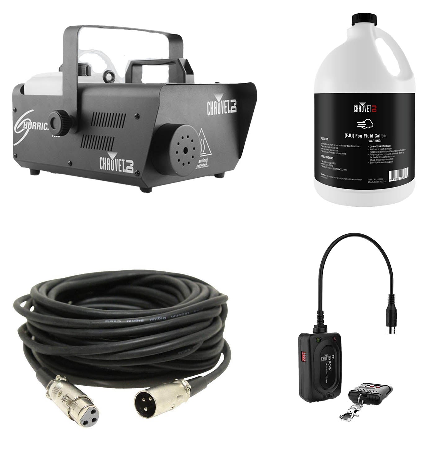 Chauvet DJ Fog Machine Package with Wireless Remote, Fluid Gallon and DMX Cable - Hollywood DJ