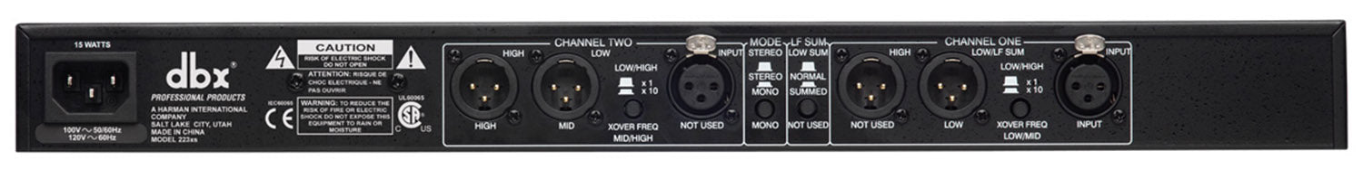 DBX 223XS Stereo 2 Way/Mono 3 Way Crossover with XLR Connectors - Hollywood DJ