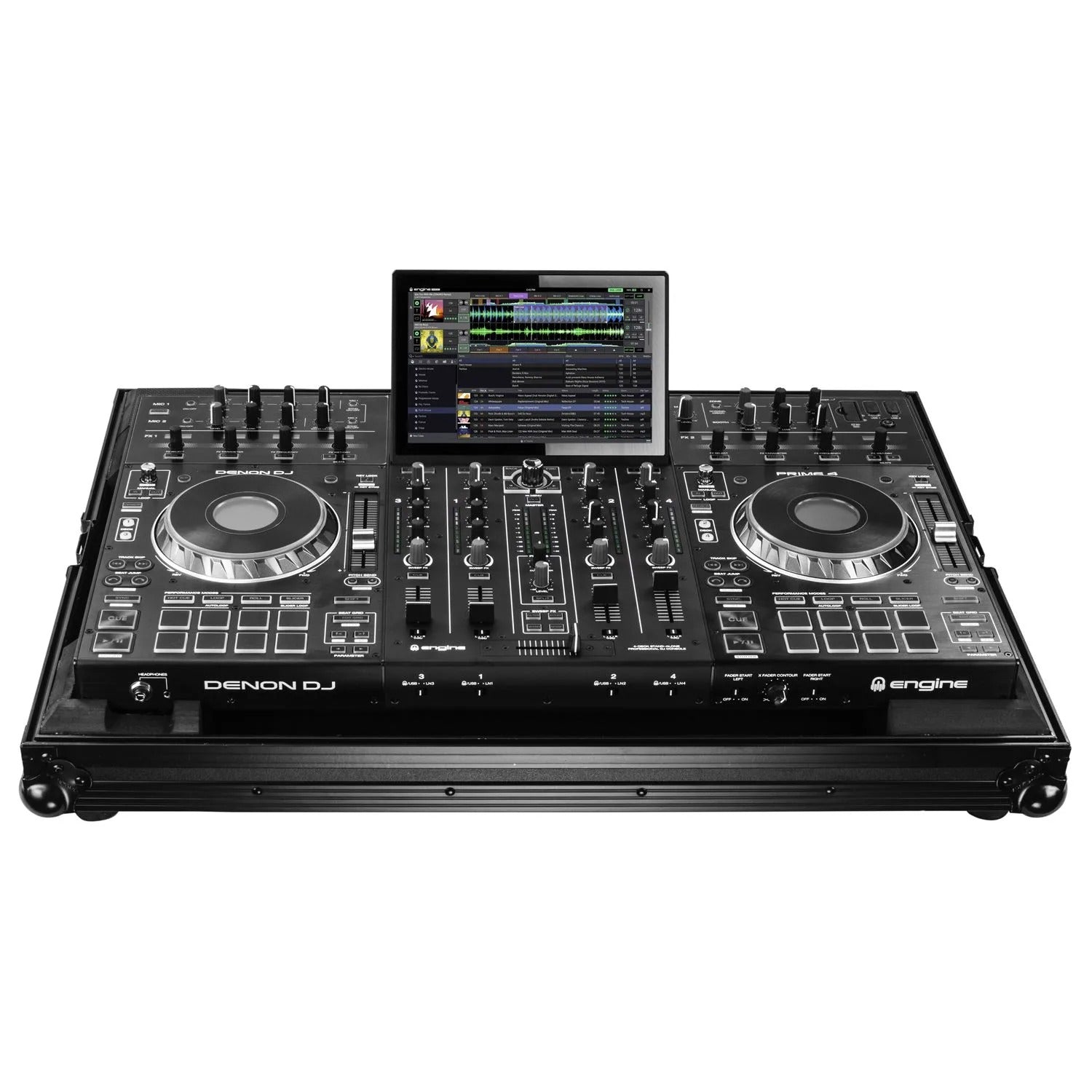 Open Box: Odyssey FZDNPRIME4BL, Denon Prime 4 Black Low Profile Flight Case - Hollywood DJ