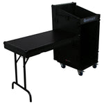 Odyssey FZ1116WDLXBL 11U Top Slanted 16U Vertical Pro Combo Rack with Side Table and Casters - Black - Hollywood DJ