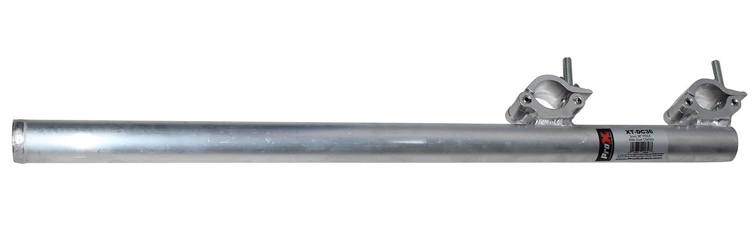 ProX XT-DC36, 3mm Mounting F34 F32 Truss Pole with Dual Clamps 360 Lbs Load - 36 Inch - Hollywood DJ