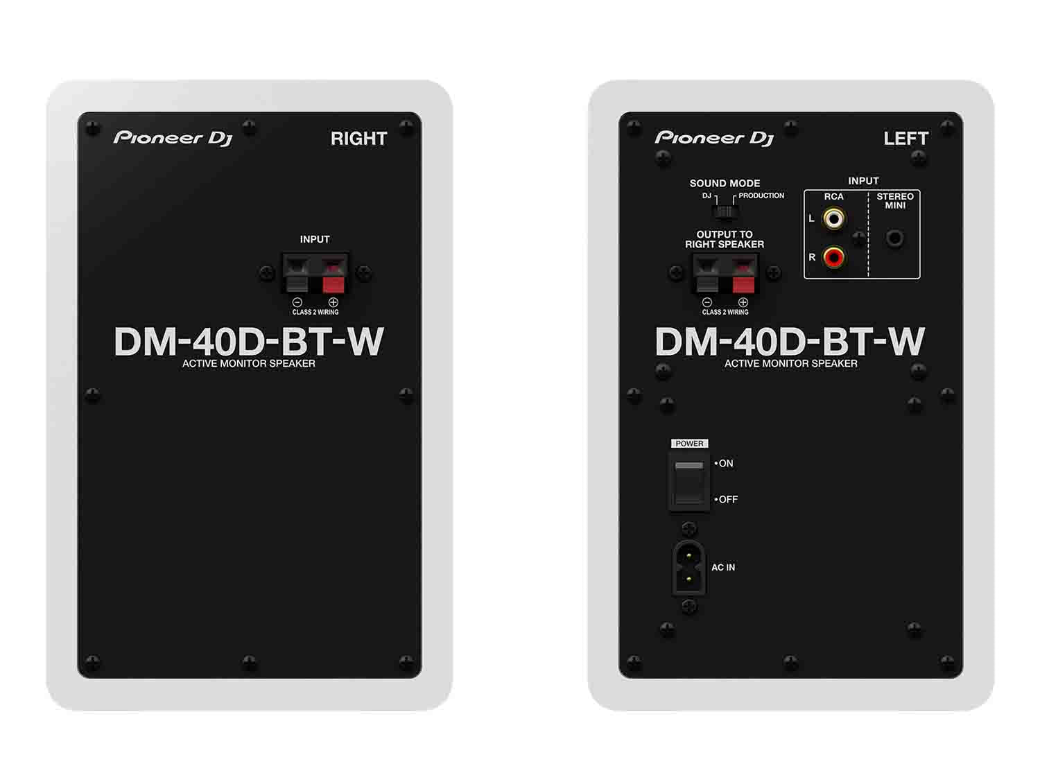 Pioneer DJ DM-40D-BT-W 4-inch Desktop Active Monitor Speaker with Bluetooth - White - Hollywood DJ