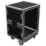 Odyssey FZS14W, 14U Shock Mount Rack Flight Case with Wheels - Hollywood DJ