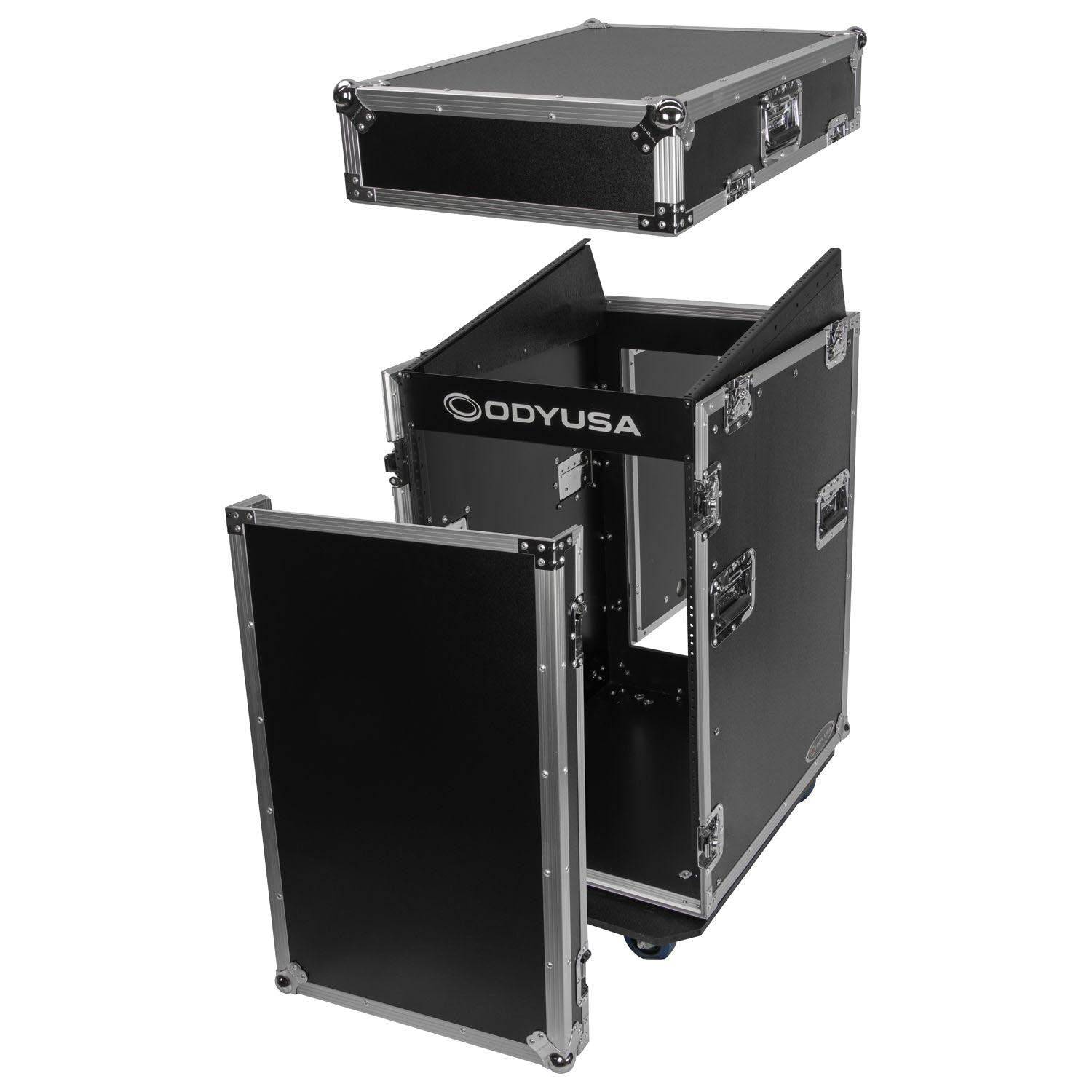 Odyssey FZ1316W 13U Top Slanted 16U Vertical Pro Combo Rack with Casters - Hollywood DJ