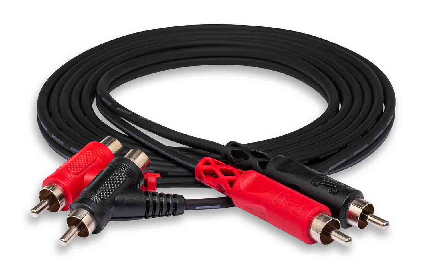 Hosa CRA-201PB, Dual RCA to Dual Piggyback RCA Stereo Interconnect Cable - 1 Meter - Hollywood DJ