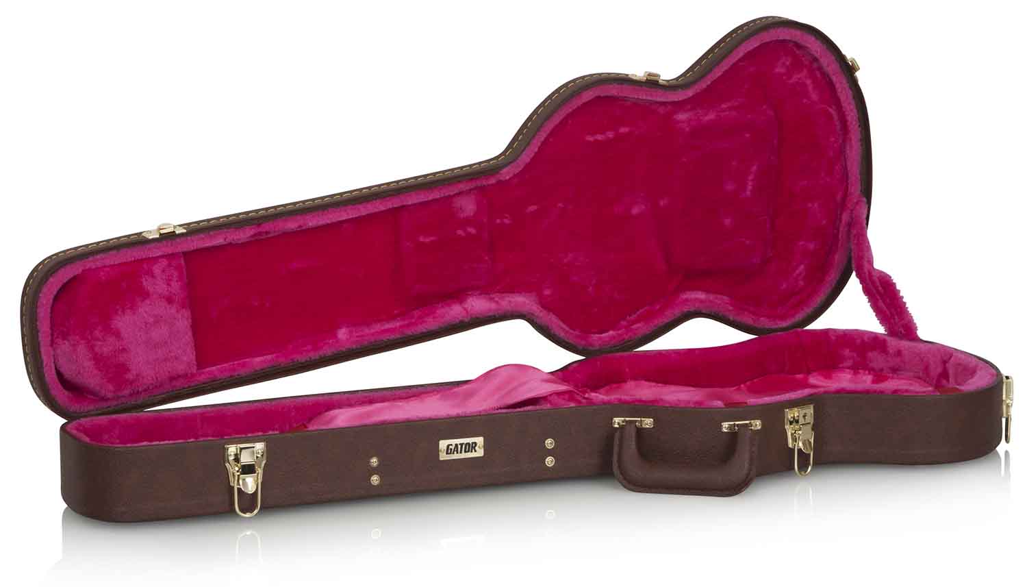 Gator Cases GW-SG-BROWN Deluxe Wood Case for Electric Solid Guitar - Brown - Hollywood DJ