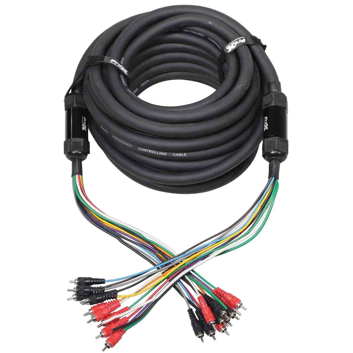 ProX XC-MEDOOZA50, 10 RCA Channel + 3 Power Cable for Marine and Car Audio - 50 Feet - Hollywood DJ