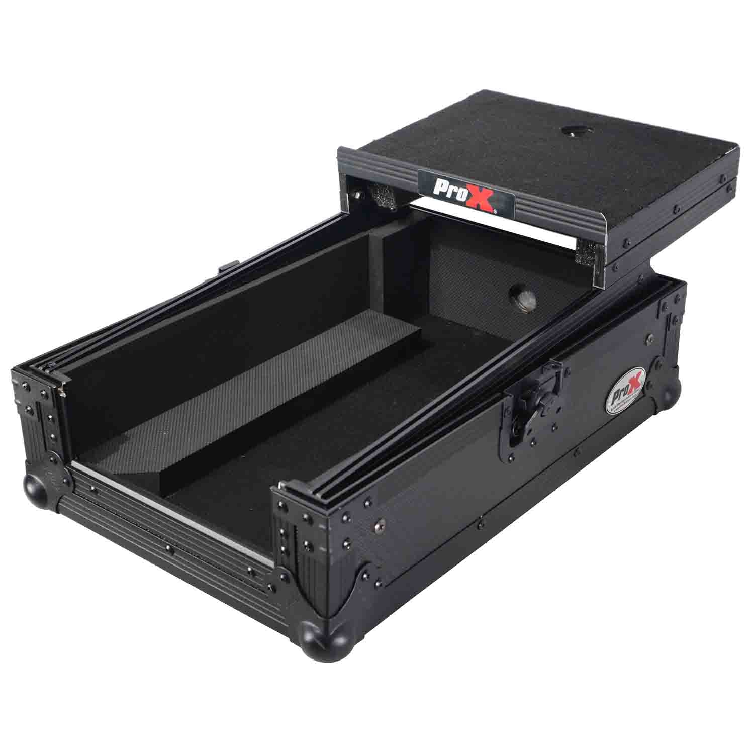ProX XS-DJMS7LTBL Flight Case for Pioneer DJM-S7 Mixer with Sliding Laptop Shelf - Black on Black - Hollywood DJ