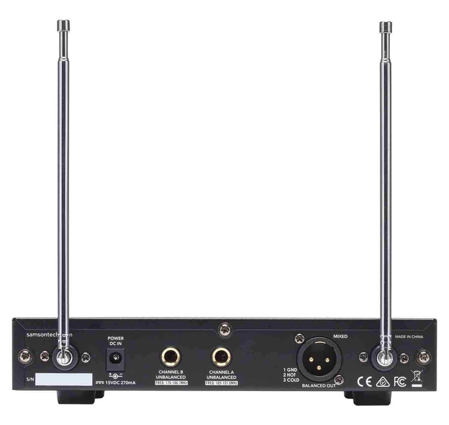 Samson SWS212HH-E, Stage 212 Frequency Agile Dual Channel Handheld VHF Wireless System - 173 to 198 MHz - Hollywood DJ