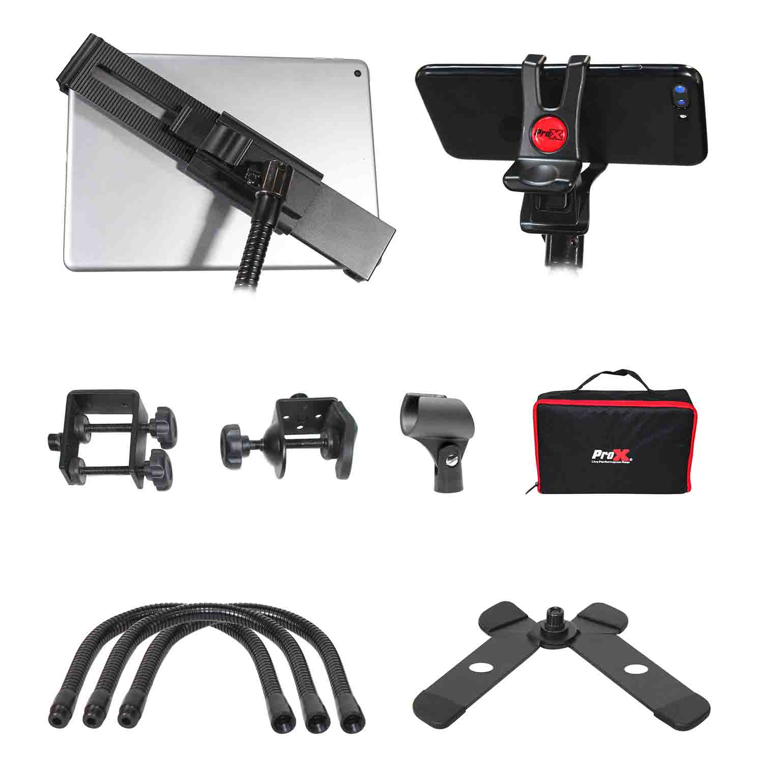 ProX X-MOBITCP20 Mobi-Buddy Smartphone, Tablet, and Microphone Holder Bundle - Hollywood DJ