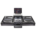 Odyssey FZGSLBM12WRBL Black Low Profile 12″ Format DJ Mixer and Two Battle Position Turntables Flight Coffin Case with Wheels and Glide Platform - Hollywood DJ