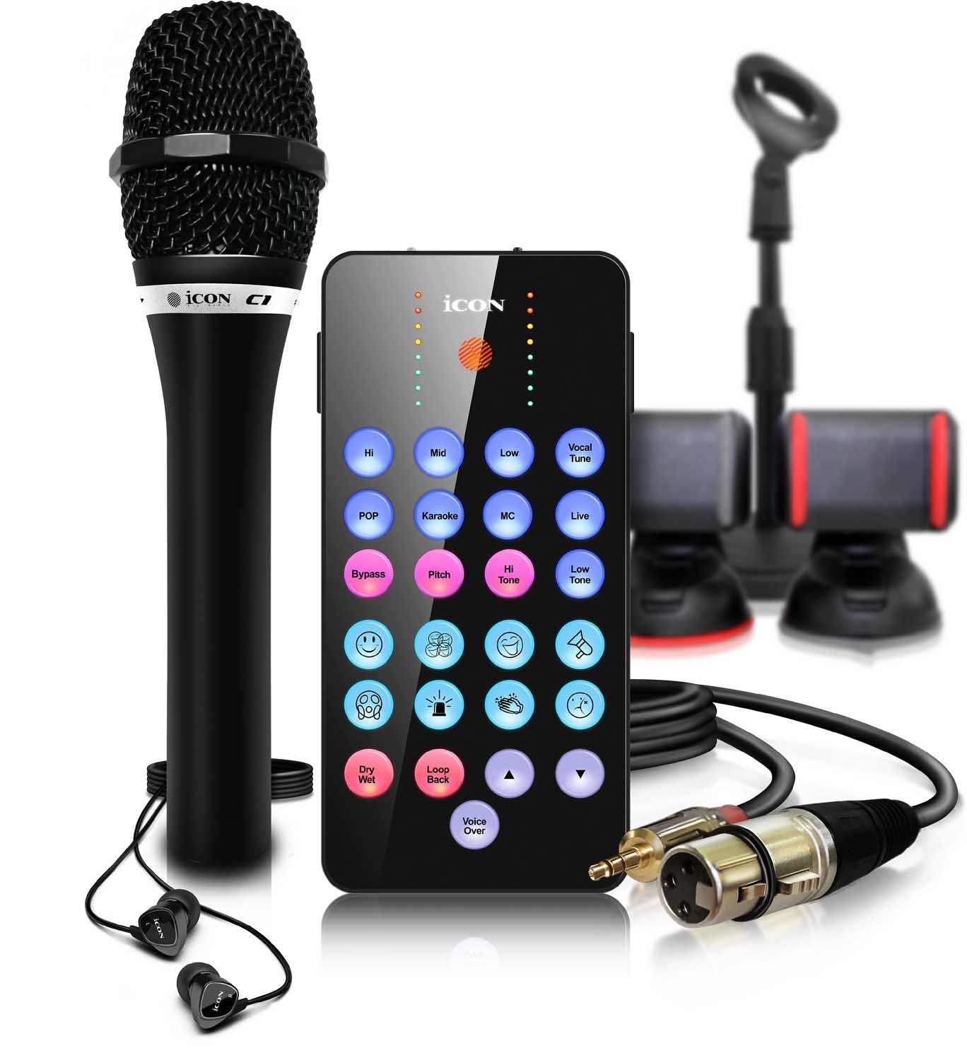 Icon Pro Audio LivePod Plus Bundle With Microphone Stand and Smartphone Mount - Hollywood DJ