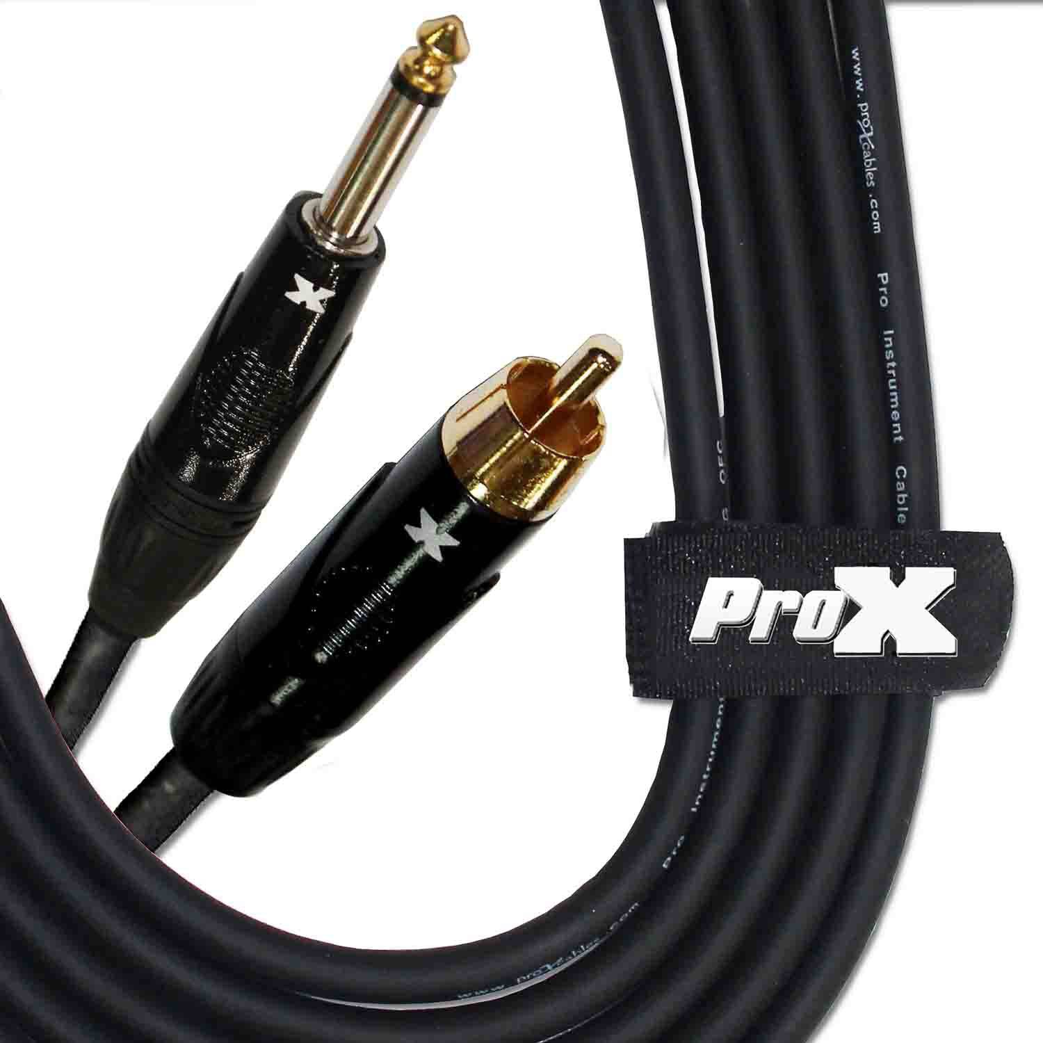 Prox XC-PR03 Unbalanced RCA Male to 1/4" Male High Performance Audio Cable - 3 Feet - Hollywood DJ
